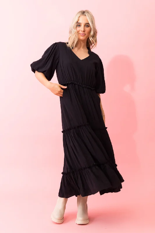 Maxi dresses with a belted empire waist for a more defined and flattering silhouetteAmelia Cotton Maxi Dress Black Maxi dresses with a belted empire waist for a more defined and flattering silhouetteAmelia Cotton Maxi Dress Black