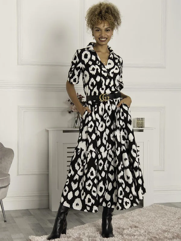 Maxi dresses with a cinched waist for a defined silhouetteAndorra Printed Maxi Dress, Black Animal