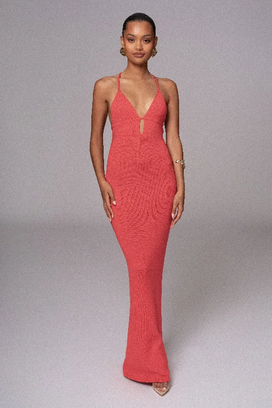 Polyester maxi dresses for easy - care and durabilityBerry Sun Rays Knit Maxi Dress