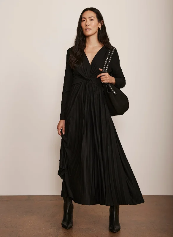 Sheer maxi dresses with lace overlays for a romantic touchBlack Draped Jersey Maxi Dress