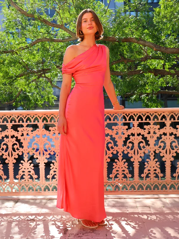 Animal print maxi dresses for a statement - making outfitBy Nicola Hailey One Shoulder Maxi Dress in Sherbet