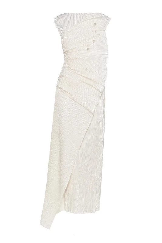 Maxi dresses with cold - shoulder cutouts for a trendy lookCasey Sheath Extended Flap Duchess Satin Ankle Length Dress Maxi dresses with cold - shoulder cutouts for a trendy lookCasey Sheath Extended Flap Duchess Satin Ankle Length Dress