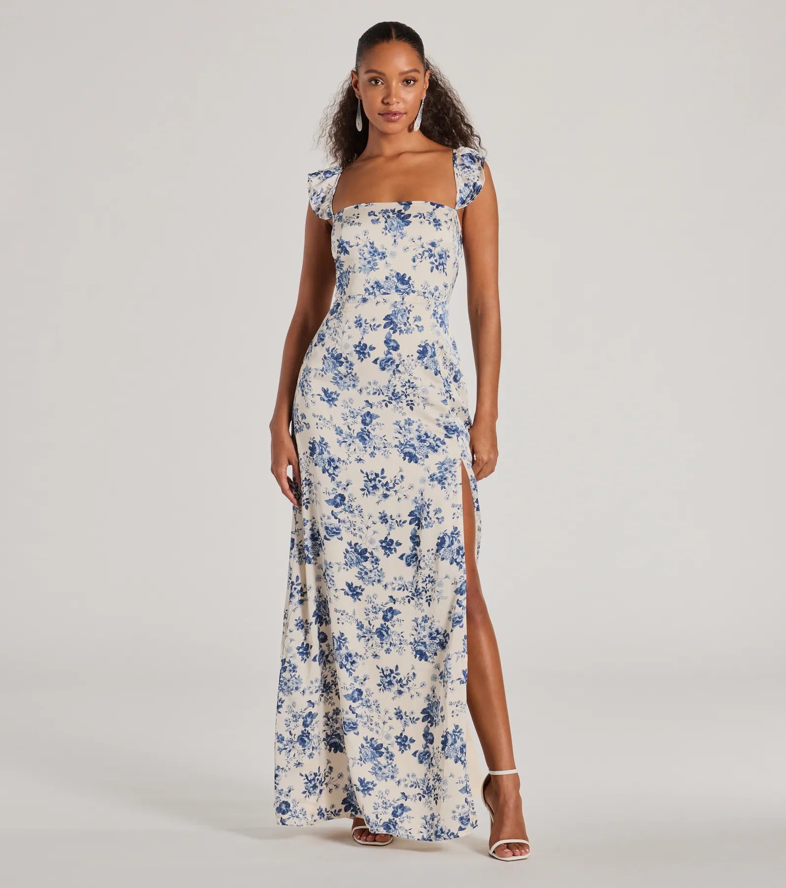 Satin maxi dresses with a high - low hem for a modern twistCorrie Lace-Up Floral Satin A-Line Formal Dress Satin maxi dresses with a high - low hem for a modern twistCorrie Lace-Up Floral Satin A-Line Formal Dress