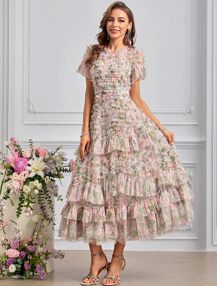 Maxi dresses with pom - pom trims for a playful and festive lookDRESS STYLE  - SY1441