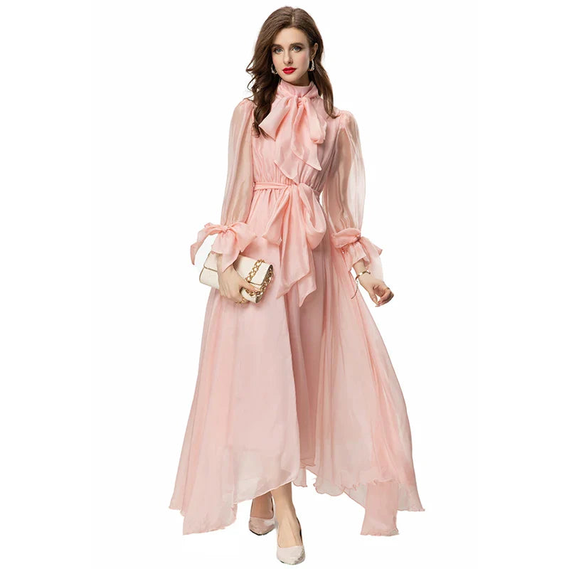 Maxi dresses with a ruffled neckline for a charming lookDRESS STYLE  - SY824