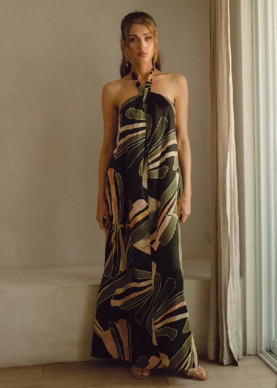 Maxi dresses with pom - pom trims for a playful and festive lookElan Sabrine Maxi Dress- Black Manilla