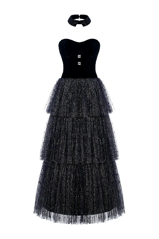Maxi dresses with mesh panels for a sexy and trendy appearanceEsther Layered Sweetheart Neck Tulle Ankle Length Dress Maxi dresses with mesh panels for a sexy and trendy appearanceEsther Layered Sweetheart Neck Tulle Ankle Length Dress