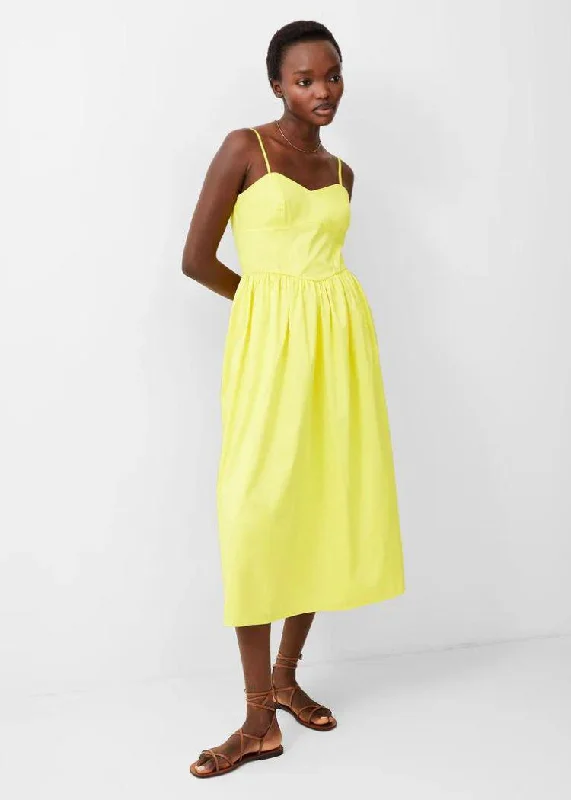 Maxi dresses with embroidered floral motifs for a unique designFrench Connection Florida Strappy Midi Dress- Blazing Yellow ***FINAL SALE***