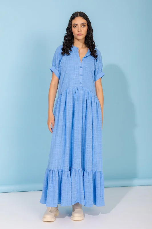 Polyester maxi dresses for easy - care and durabilityHeather Dress Cornflower Blue