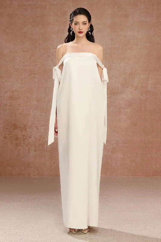 Maxi dresses with an empire waist for a flattering fit on all body typesIris Cocoon Illusion Neck Mesh Silk Maxi Dress