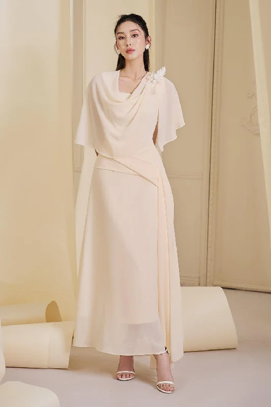 Metallic maxi dresses for a glamorous New Year's Eve partyLilla A-line Cowl Neck Chiffon Ankle Length Dress