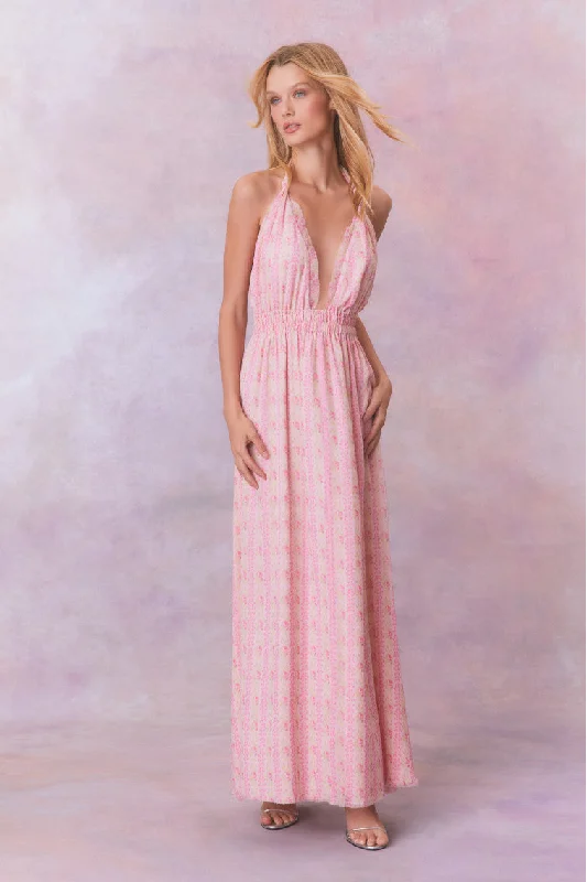 Maxi dresses with cold - shoulder cutouts for a trendy lookLove Fragrance Halter Maxi Dress