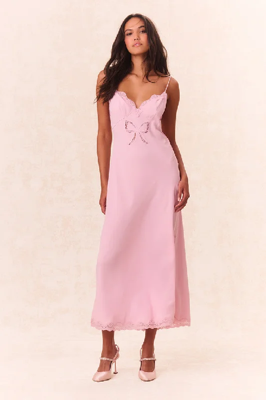 Maxi dresses with a criss - cross back for a flirty and unique detailManuela Bow Slip Maxi Dress