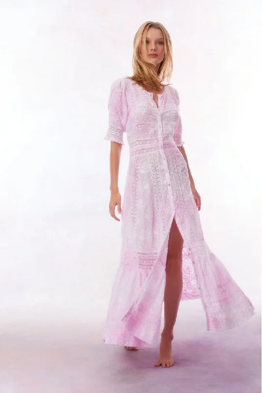 Maxi dresses with geometric prints for a contemporary aestheticMinka Maxi Dress-PEONY PINK