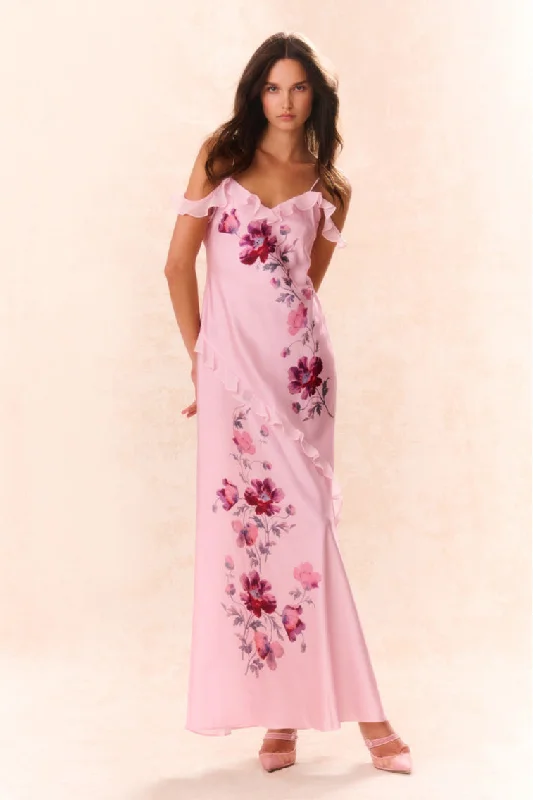 Leather maxi dresses for an edgy and bold appearanceParisa Silk Floral Maxi Dress