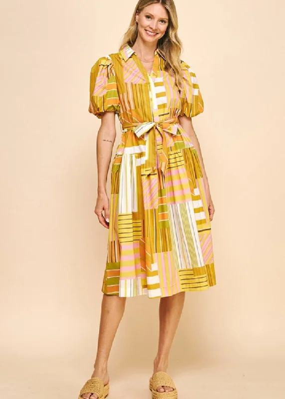 Denim maxi dresses with frayed hems for a casual lookSofia Dress - Yellow Multi
