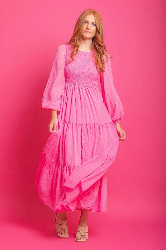 Maxi dresses with a ruffled neckline for a charming lookRachel Dress Pink Sparkle