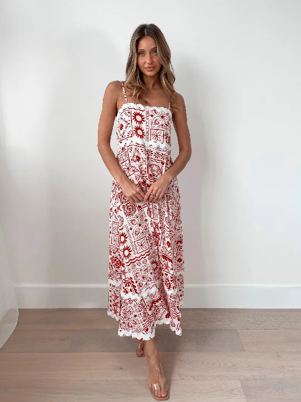Sequined maxi dresses for formal evening galasRaylynn Dress - Red Print