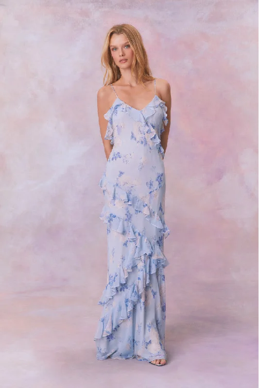 Maxi dresses with cold - shoulder cutouts for a trendy lookRialto Fragrance Print Maxi Dress