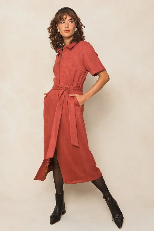 Maxi dresses with thin spaghetti straps for a delicate and feminine feelRory Suede Dress