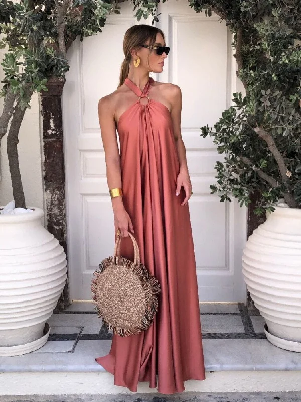Metallic maxi dresses for a glamorous New Year's Eve partyBerriesJam - Satin Suspenders Luxury Wedding Guests Dress