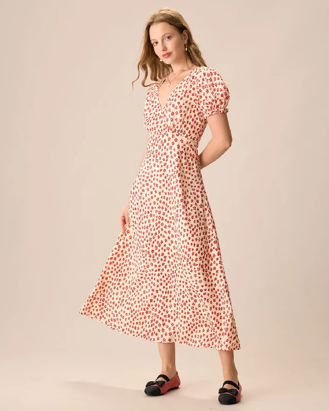 Maxi dresses with ribbed textures for a unique and tactile lookThe Red V-Neck Floral Puff Sleeve Maxi Dress Maxi dresses with ribbed textures for a unique and tactile lookThe Red V-Neck Floral Puff Sleeve Maxi Dress