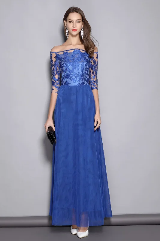 Metallic maxi dresses for a glamorous New Year's Eve partyFashionSierra - Lace Patchwork Party Prom Elegant Long Designer Runway Dresses