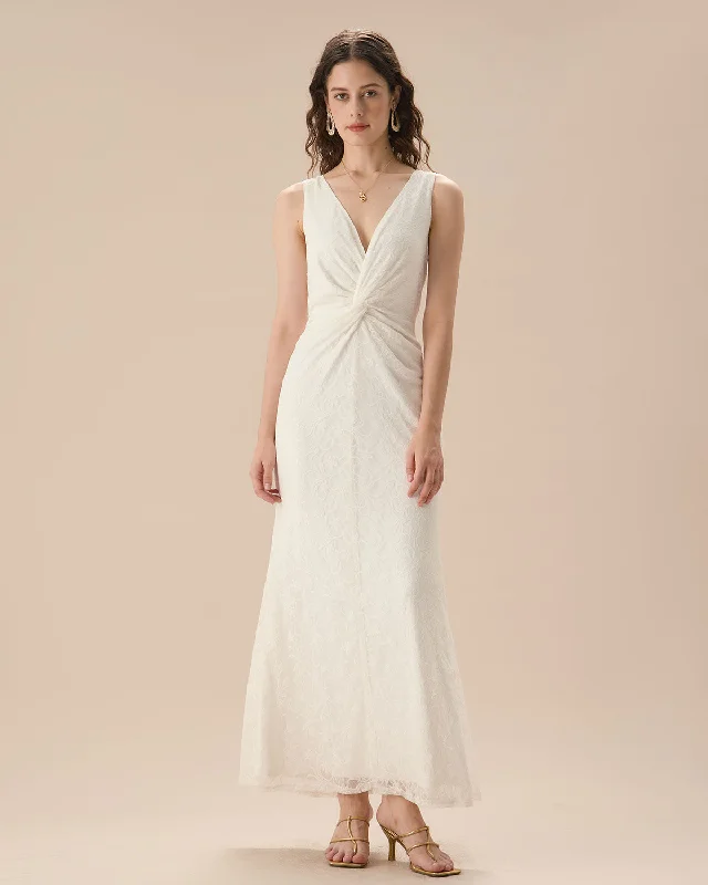 Maxi dresses with ribbed textures for a unique and tactile lookWhite Lace Twist Backless Maxi Dress Maxi dresses with ribbed textures for a unique and tactile lookWhite Lace Twist Backless Maxi Dress
