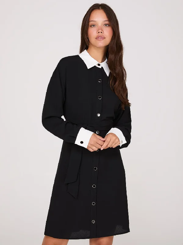 Mini dresses with belted waists for a defined silhouetteColour Block Fit & Flare Shirt Dress
