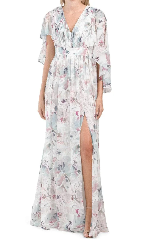 Wedding guest dresses with tassel - adorned belts and A - line skirtsAidan Mattox MD1E207189 - Cape Sleeve V-Neck Dress Wedding guest dresses with tassel - adorned belts and A - line skirtsAidan Mattox MD1E207189 - Cape Sleeve V-Neck Dress