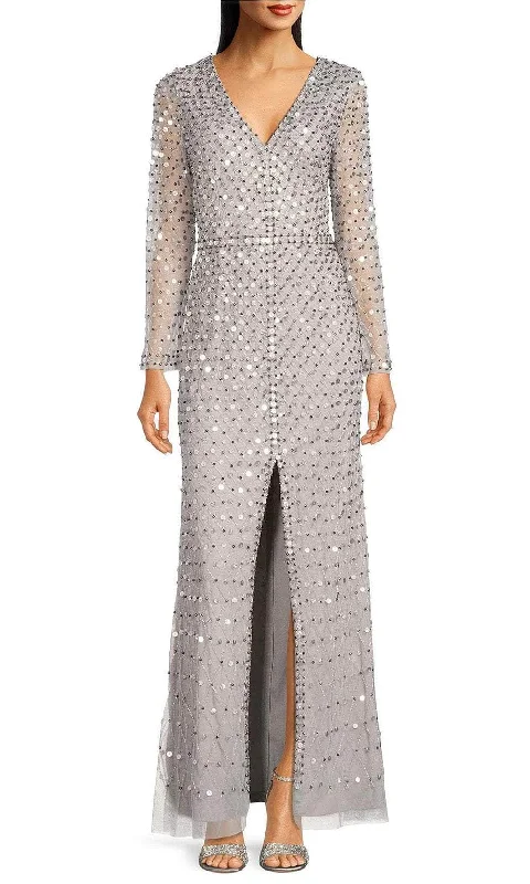 Wedding guest dresses with pom - pom trims for a playful lookAidan Mattox MD1E207720 - Embellished V-Neck Evening Dress