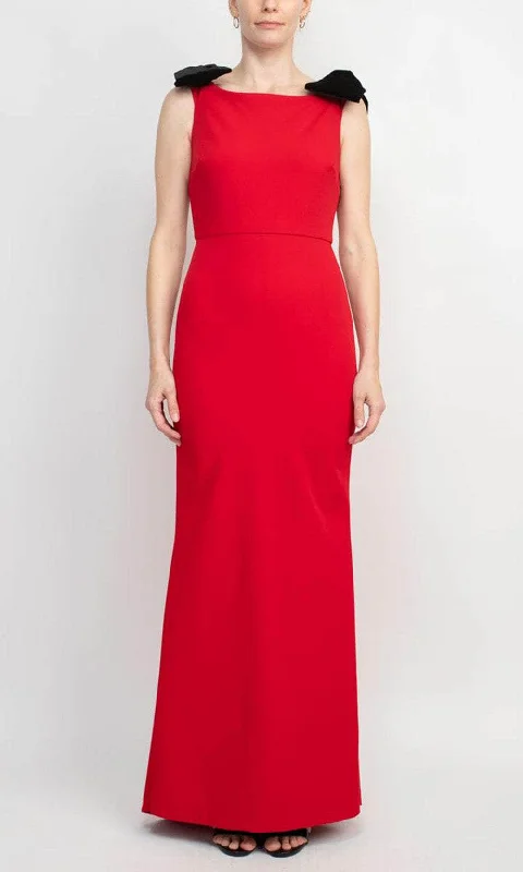 Midi wedding guest dresses in navy blue for a formal affairAlberto Makali 185420 - Bow Straps Bateau Evening Gown Midi wedding guest dresses in navy blue for a formal affairAlberto Makali 185420 - Bow Straps Bateau Evening Gown
