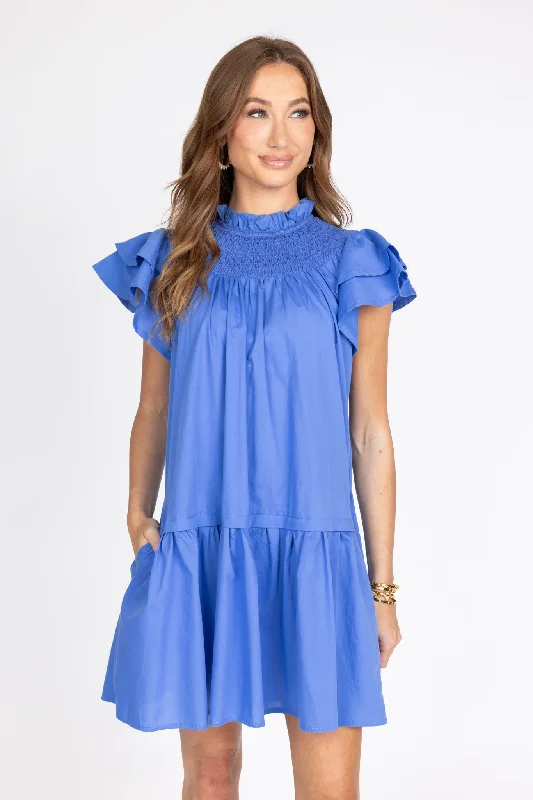 Leather mini dresses for a edgy styleAlyce Dress- Blue