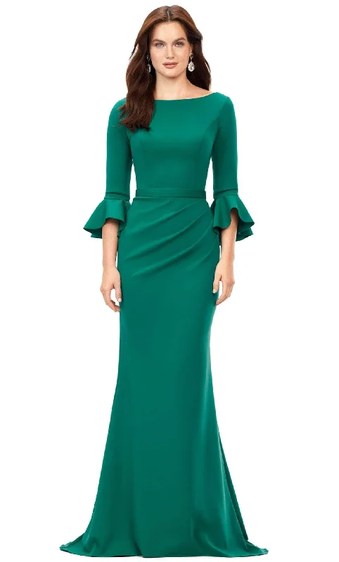 Bow - backed wedding guest dresses in silk for a luxurious feelAshley Lauren 11325 - Bateau Neck Scuba Evening Dress