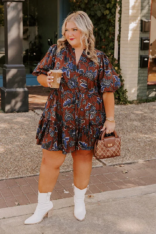 Velvet mini dresses for autumn weddingsAutumn Aura Floral Mini Dress Curves