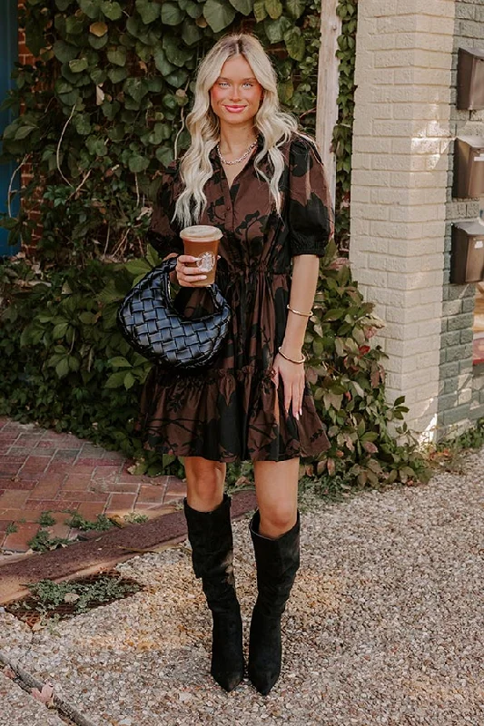 Mini dresses with tiered skirts for added volumeAutumn Whispers Floral Mini Dress