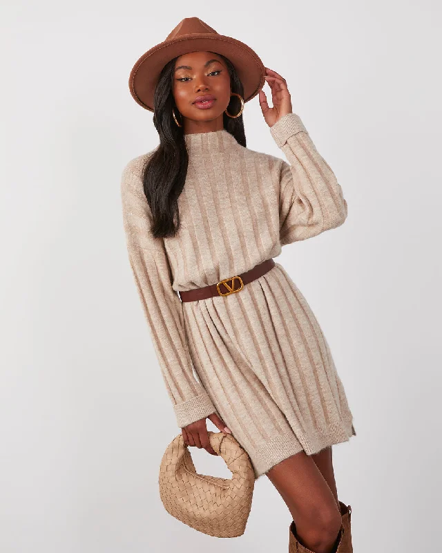 Mini dresses with polka dot patternsAverie Mock Neck Mini Sweater Dress