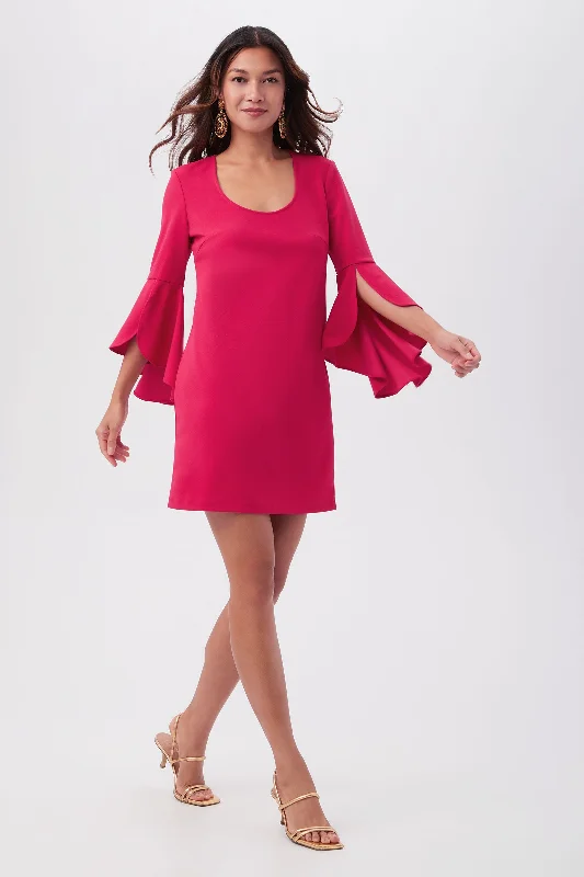 Mini dresses with tassel accents for a fun touchBarbette U-Neck Crepe Knit Cocktail Dress With Bell Sleeves