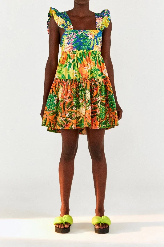 Denim mini dresses with distressed detailsCaipirinha Tiered Mini Dress