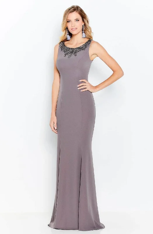 Wrap - style wedding guest dresses with bow accentsCameron Blake - 120621 Beaded Sleeveless Long Dress