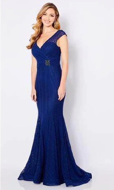 Sleeveless wedding guest dresses with ruffled hemsCameron Blake - 221696 Cap Sleeve Wrap Bodice Evening Dress