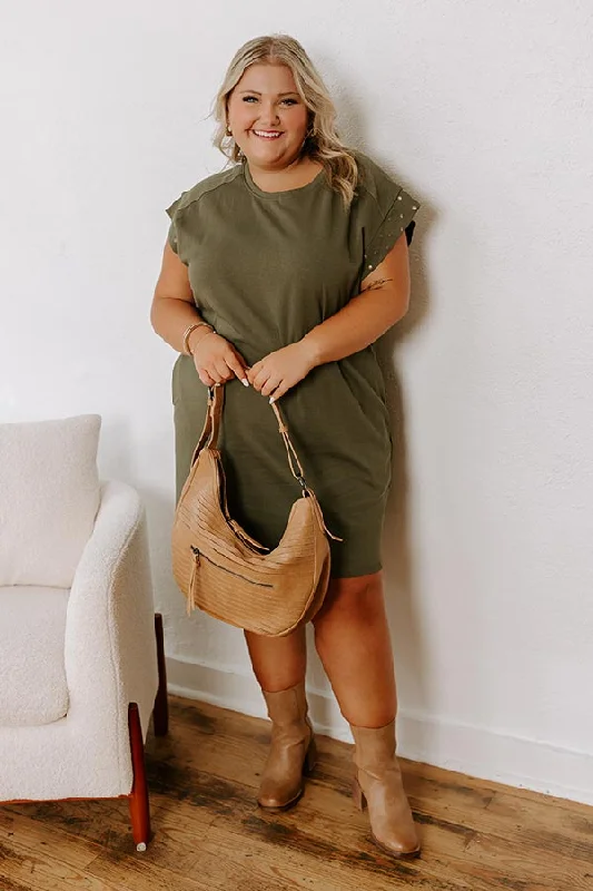 Mini dresses with side slits for a sexy appealCasual Couture Mini Dress in Olive Curves