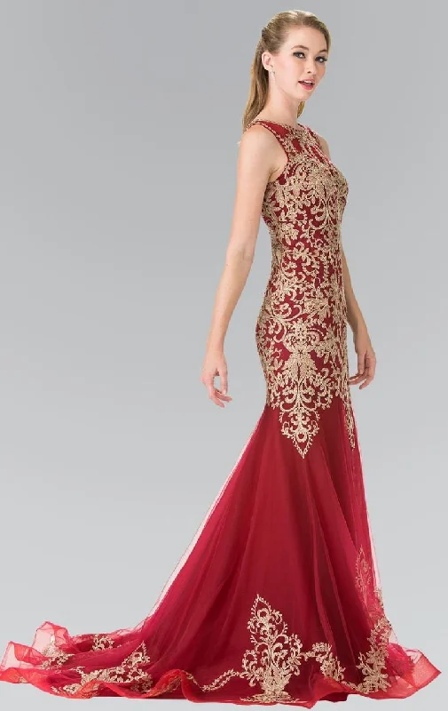 Lace - and - tulle wedding guest dresses with sweetheart necklinesElizabeth K - GL2307 Beaded Long Mermaid Gown