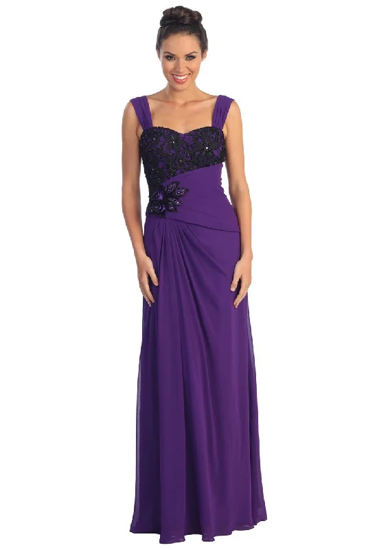 Bow - backed wedding guest dresses in silk for a luxurious feelElizabeth K - GL1004 Lace Embellished Sweetheart Chiffon Dress