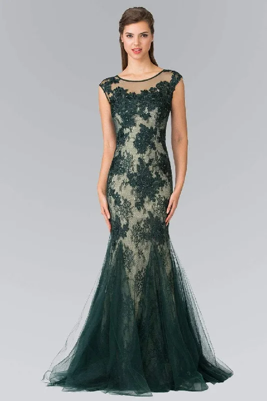 Sheath - style wedding guest dresses with lace overlaysElizabeth K - GL2276 Sleeveless Illusion Tulle Trumpet Gown