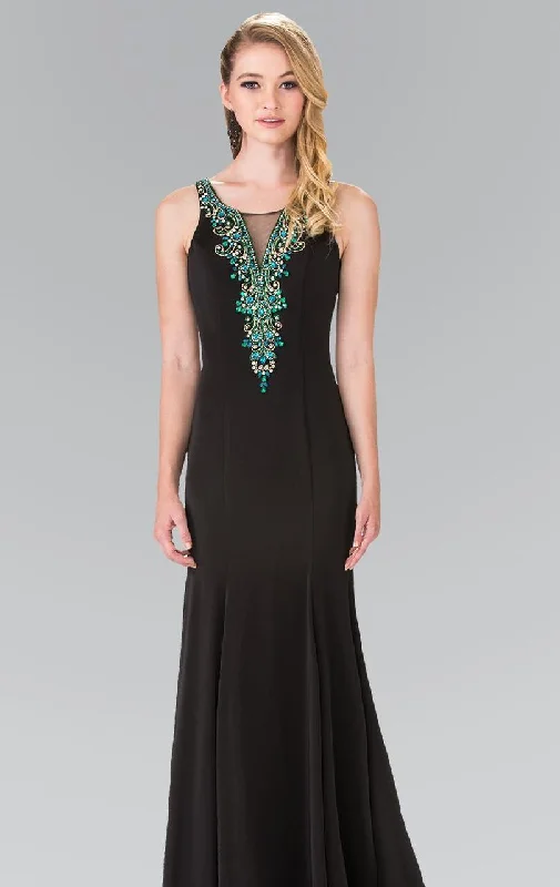 Wedding guest dresses with gathered skirts and V - necklinesElizabeth K - GL2310 Sleeveless Scoop Long Dress