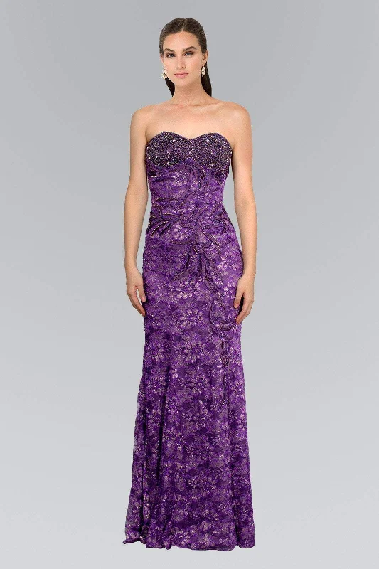 Bow - backed wedding guest dresses in silk for a luxurious feelElizabeth K - GL1006 Strapless Sweetheart Lace Long Dress