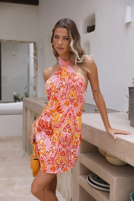 Mini dresses with side slits for a sexy appealEternal Daydreams Dress Orange