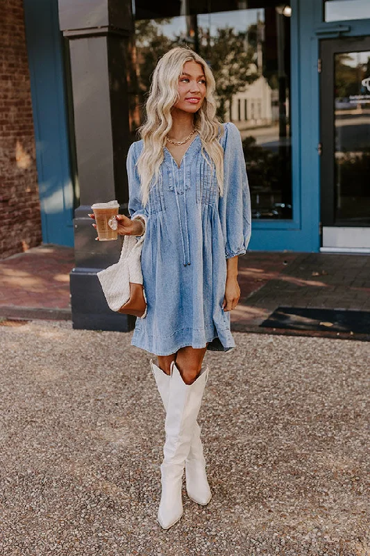 Mini dresses with keyhole necklinesFate Would Have It Denim Mini Dress