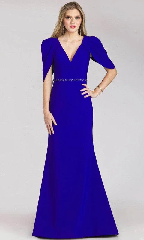 Sleeveless wedding guest dresses with ruffled hemsGia Franco 12215 - Pleated Short Sleeve Trumpet Evening Dress